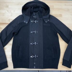 Men’s Guess Black Hooded Sweater Jacket Size Medium
